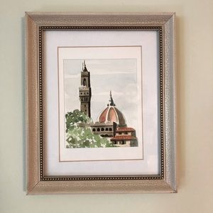 NWOT Contemporary Watercolor Painting of Piazza San Lorenzo, Framed, Signed